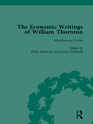 cover image of The Economic Writings of William Thornton Vol 1